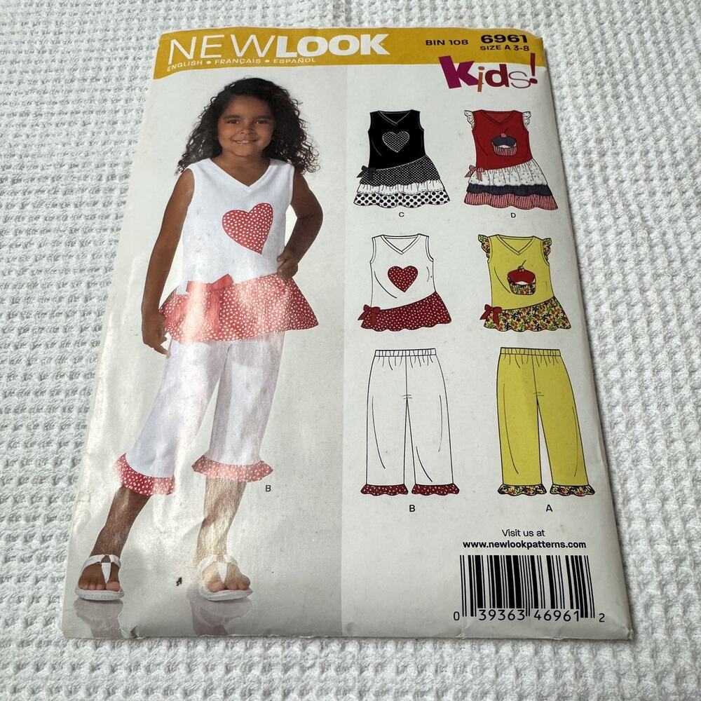 Simplicity New Look 6961 Girl's Top & Pants Sewing Pattern Size 3-8 FF